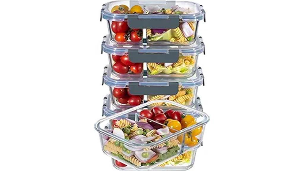 five glass food storage