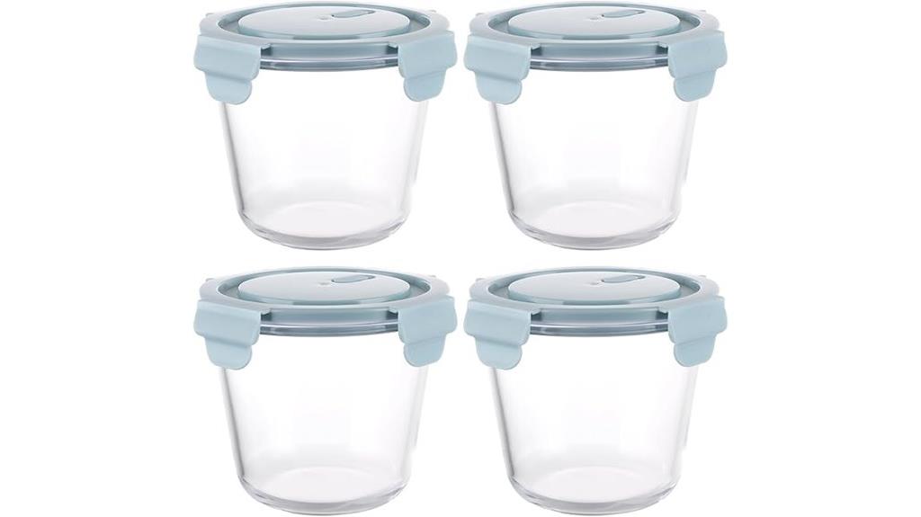 four glass meal prep containers