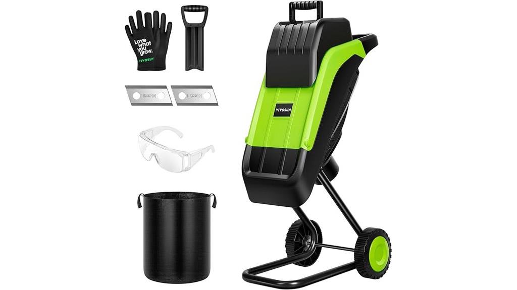 green electric wood chipper