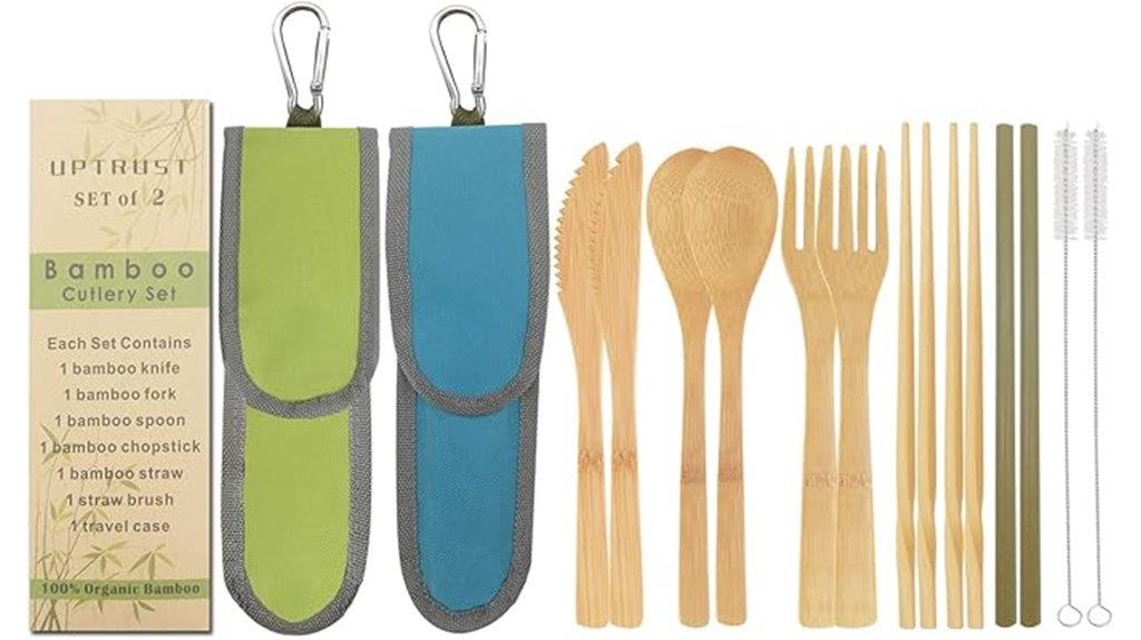 portable bamboo cutlery set