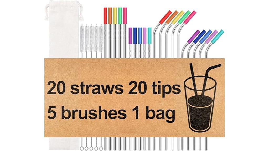 reusable steel straw set