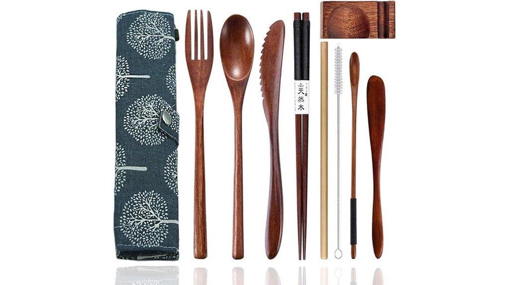 reusable wooden travel flatware
