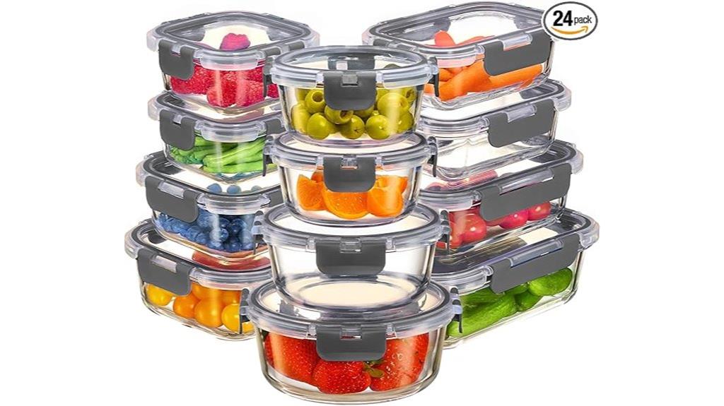 set of 24 glass containers
