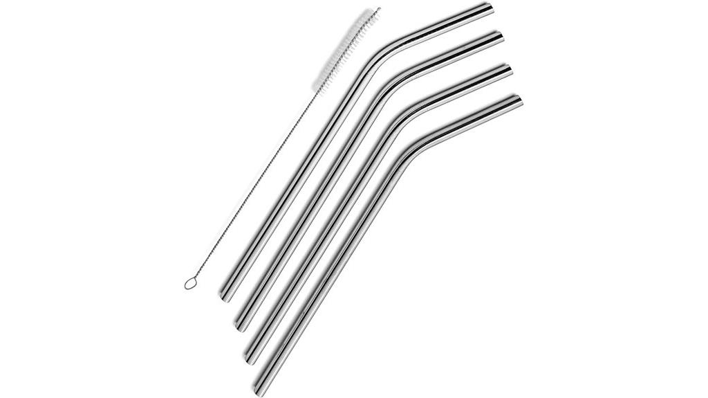 set of four stainless steel straws