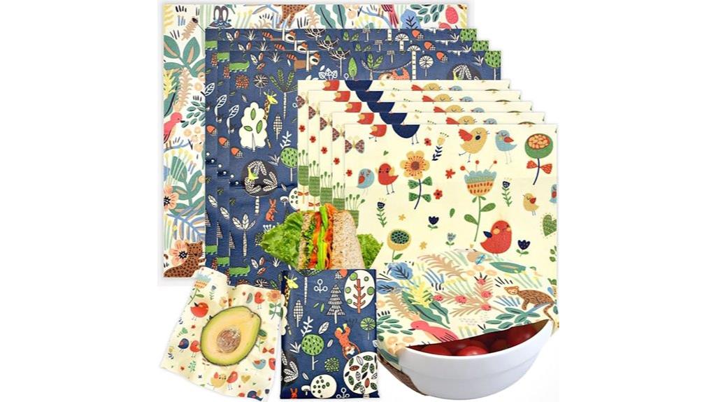 set of nine reusable wraps