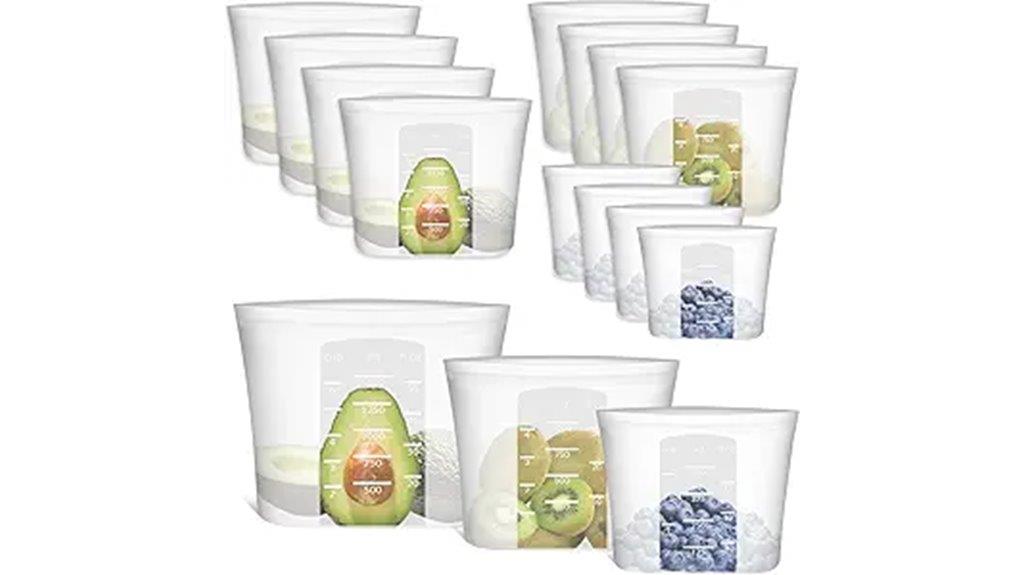 silicone storage bags pack