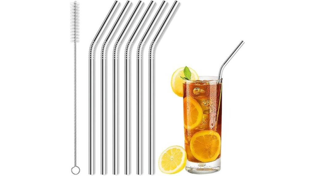 six stainless steel straws