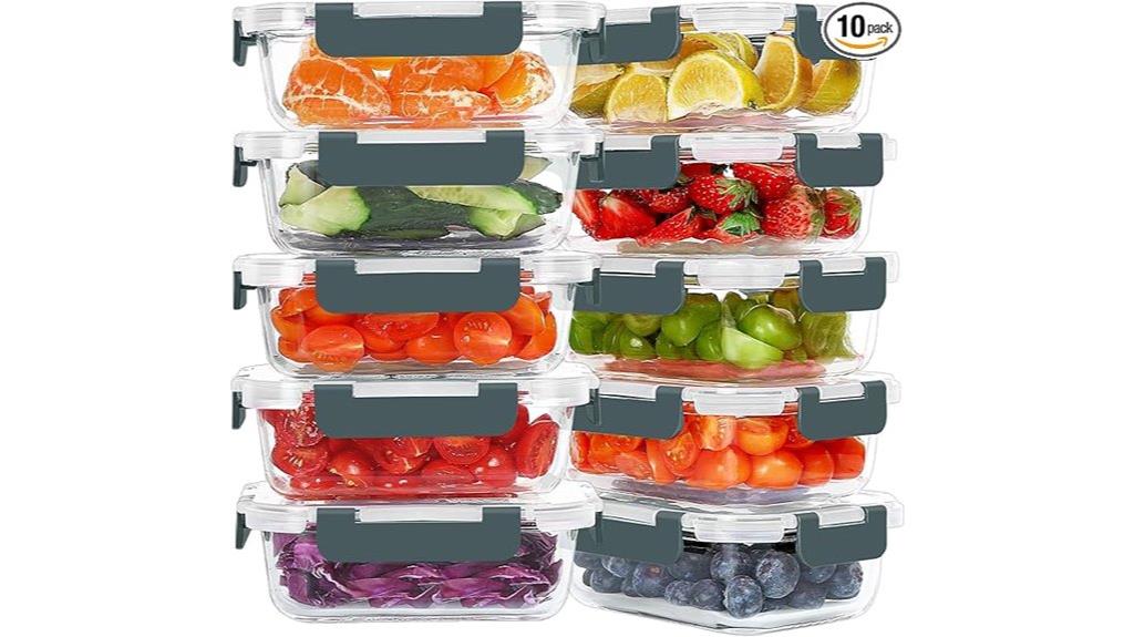ten glass food storage sets