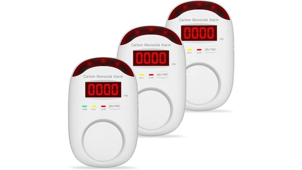 three pack carbon monoxide detectors